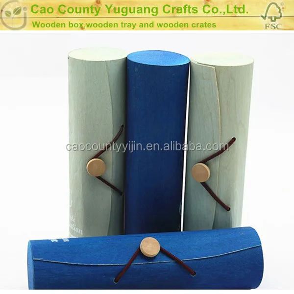 cylinder shaped birch veneer packaging box wooden with laser