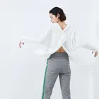 Fashion Front Short Back Back Blouse Long Open Fold Sleeve Formal White V Neck Shirts Women