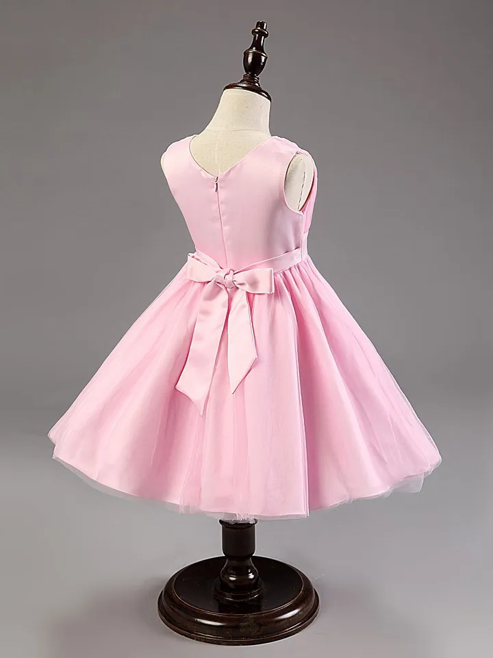 2015 Free shipping sleeveless flower girl dancing dress party baby girl christening dress kids baby birthday Christmas dresses