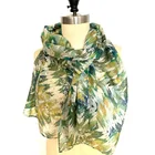 Custom print floral print sequin polyester silk satin scarf