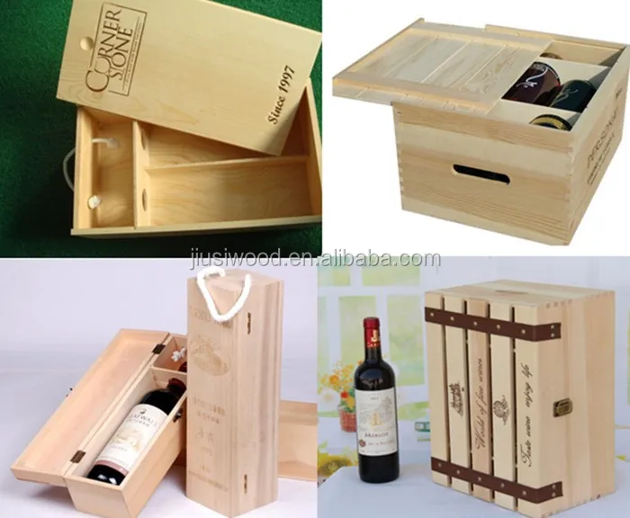 customized natural wood box portable wooden wine box