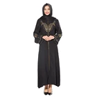 Zakiyyah N201804 Stylish Style Arabic Abaya Baju Kurung Black Zipper Abaya Small diamond Plus size for Prayer