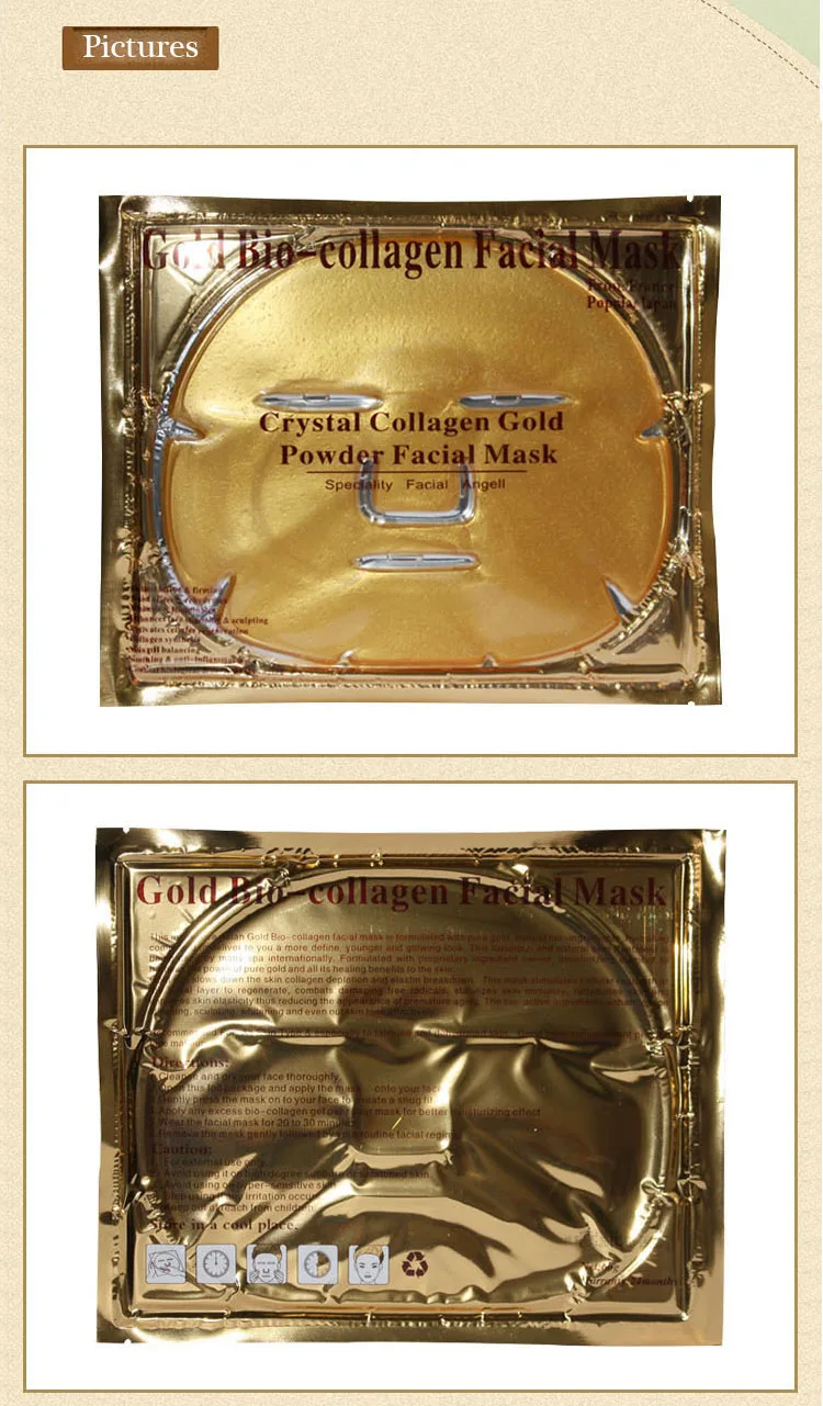 Private Label 24k Gold Face Masks Collagen Whitening Moisturizing Facial Masks 7