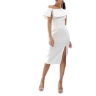 Hot Selling Summer One Shoulder White Asymmetric Dress Party Club Prom Evening Dress For Women