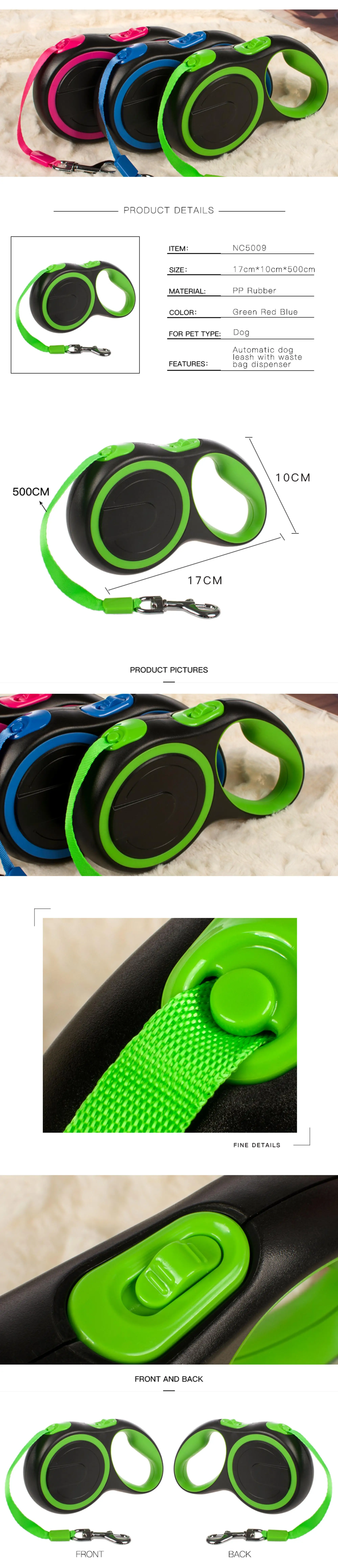 wholesale nylon pet Automatic Retractable Dog Leash rope