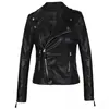 Slim fit design black color pu leather jacket for women sexy short biker coat