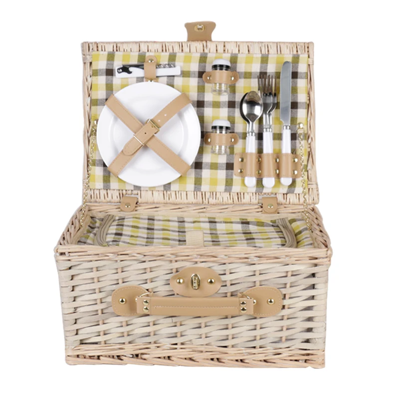 spring summer wicker wooden chip holiday gift picnic basket