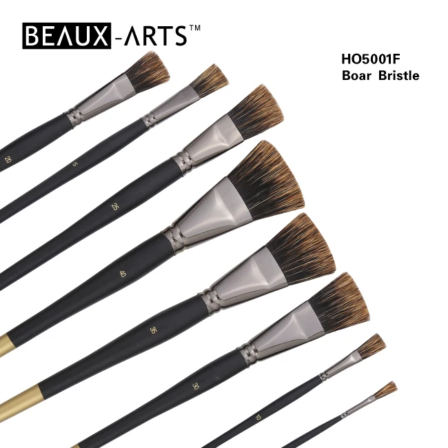 11 pcs Professional Oil & Acrylics Artist Brushes Pure Hog Bristles Lacquered Birchwood Long Handles with a Free Carrying Box Ltd