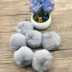 Faux Rabbit Fur Pom Poms, Lovely Smoke Grey Faux Fur Pompoms for Crochet Knitting Hat, Pompom Keychain Shoe Clips DIY