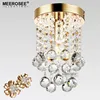 MEEROSEE Crystal Ceiling Lamp Art Decor Stainless Glass Ceiling Lamp Gold Chrome Chandelier on the Ceiling MD3038