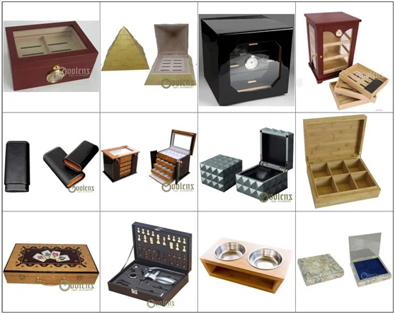 Custom 4 Compartments Pine Wood Tea Box with Lid