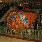 Customized size giant pumpkin house fiberglass sculpture as mall halloween decoration
