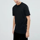 manufacturer clothing classic men's black longline t shirt with split sides