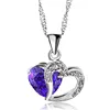 Fashion Lovers Heart Pendant Gem Silver Charm Dangle for Jewelry Necklace