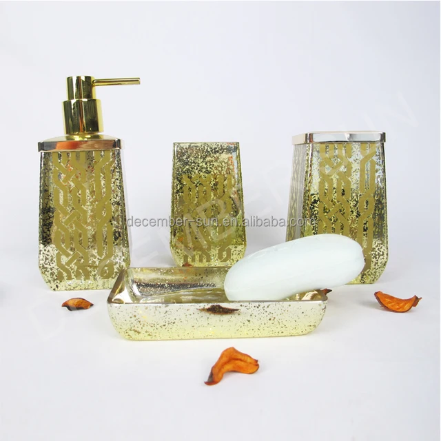 4pcs hotel balfour elegant spring bathroom accessories glass