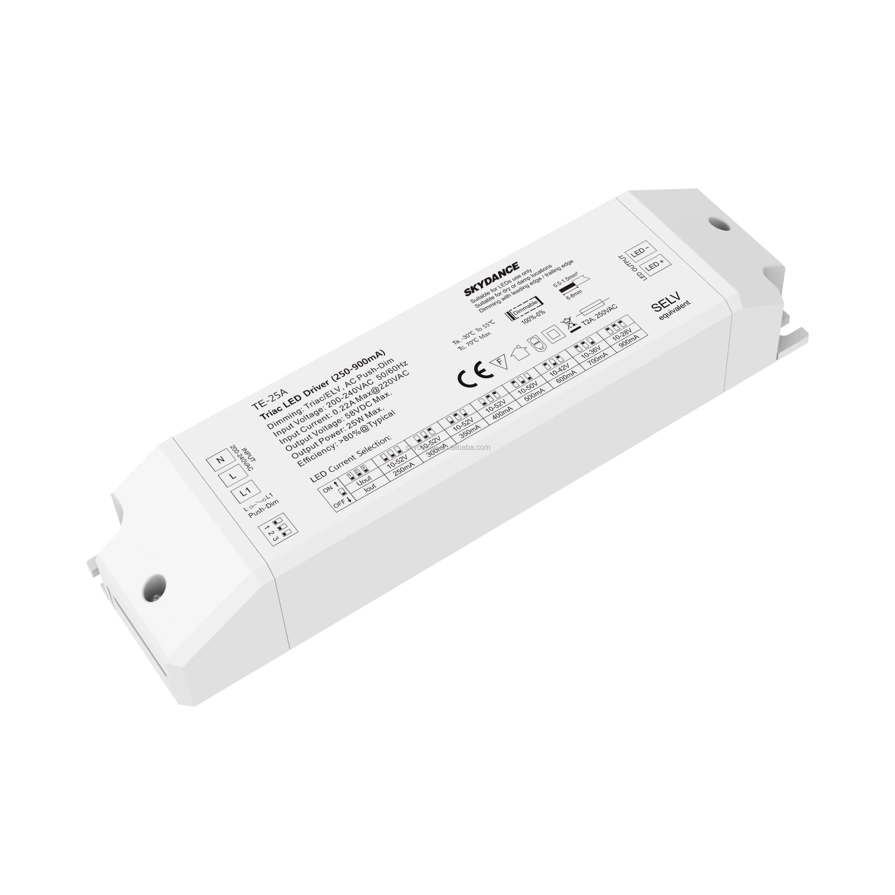 Skydance 25w 250ma 900ma Triac Constant Current Dimming Driver