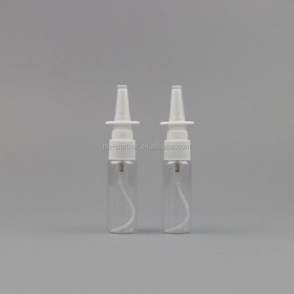 20 ml PET de plástico vacía transparente salina fisiológica limpieza nasal spray/niebla bomba Botella/tarro para niños y adultos