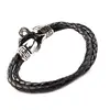 Hoyoo Factory price stainless steel charm wrap cuff buckle wide leather bracelet for women men