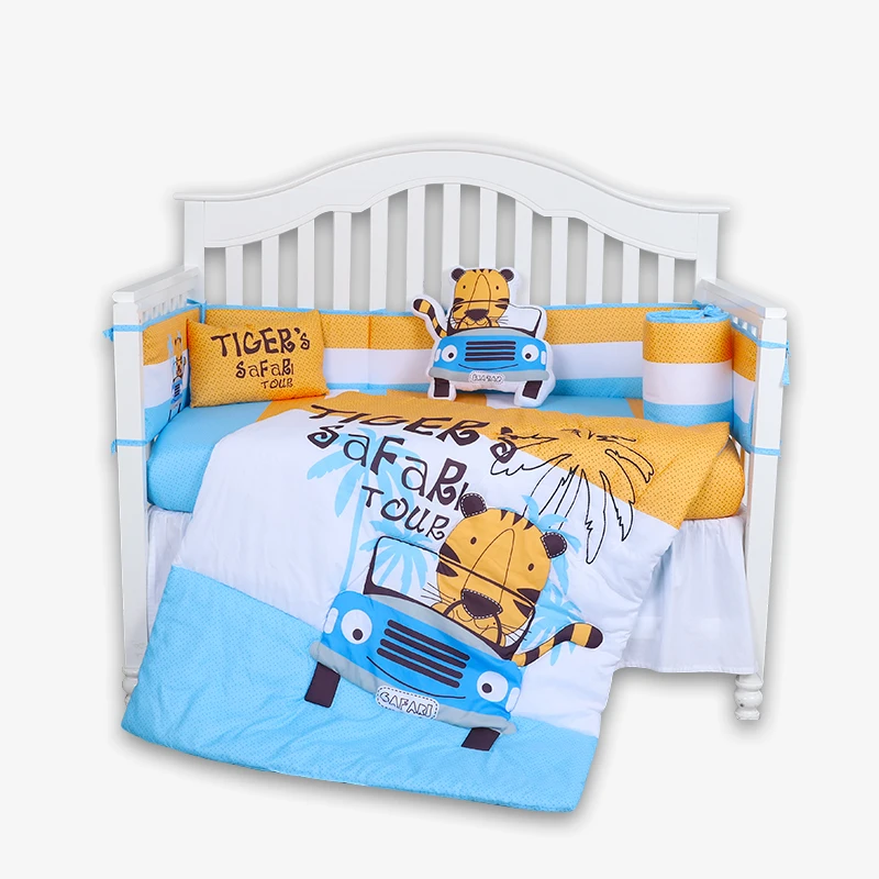 100 Cotton Cot Bed Set Carton Design Tiger Baby Boy Crib Bedding