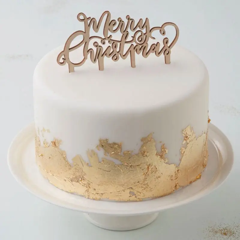 custom High quality christmas wooden cake topper