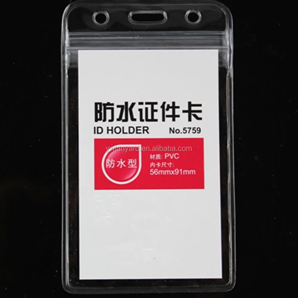 ID Card Holder Plastic Card badge ZIP Waterproof Horizontal Vertical Clear