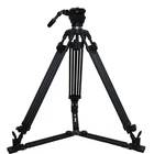 professional aluminum camera heavy video tripod with fluid head