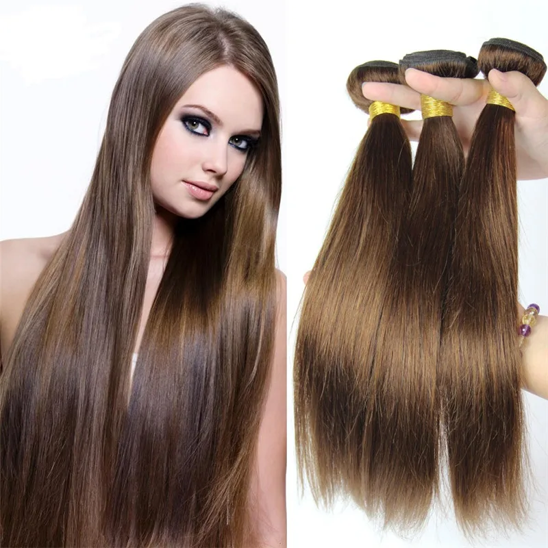 Pre Colored Straight Hair 4 Chocolate Brown 4bundles Peruvian