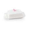 Custom 3D animal cute white ceramic butter plate dish with lid