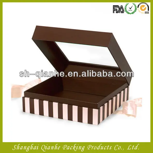 chinese gift paper box ribbon closure,top lid box