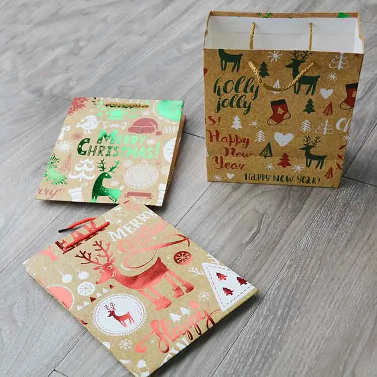 wholesale custom shopping bag cheap merry christmas paper gift