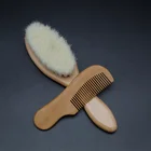 Natural Wooden Comb Real Goat Hair baby hair brush set