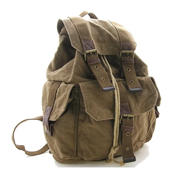 green canvas rucksack