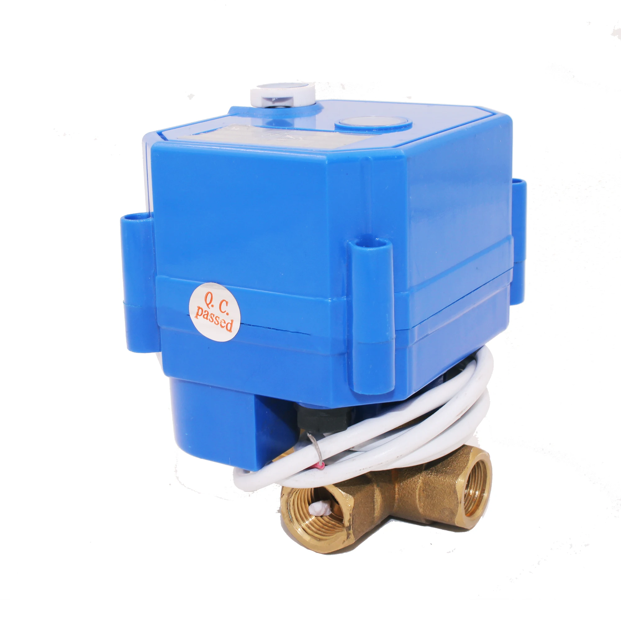 electric three way valve,3/4'' brass valve,3-6V,12V,24V controlled with  manual override