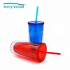 2019 BPA free double wall personalized plastic cup 16 oz water tumbler with lids and straws