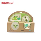 Bpa Free Custom Print Bamboo Fiber Baby Tableware Kids Feeding Meal Dish Set