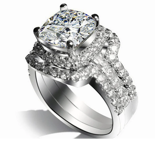 Luxury 3.0Carat Princess Cut Trendy Engagement Ring For Women 925 Sterling Silver Platinum Plated Ring Synthetic Diamond Jewelry