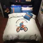 Motorcycle child and kids bedding, 100% Cotton hotel living Comforter set with Kids -Trains, Plane,Trunk designs