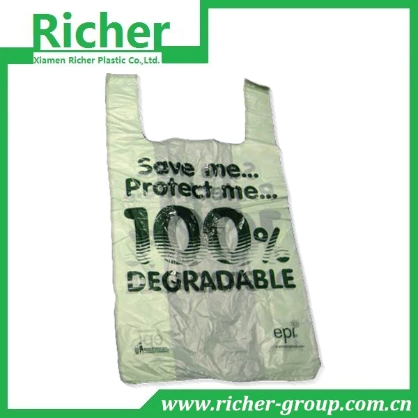 disposable biodegradable t-shirt shopping plastic bag wholesale