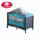 Moveable and foldable infant playpen crib folding baby playpen with mosquito net