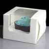 White cube paper window single cupcake box