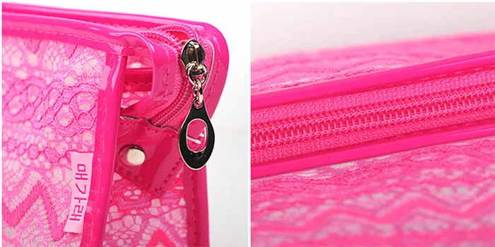 Custom Clear PVC Lace Beauty Travel Makeup bag Cosmetic Bag_11