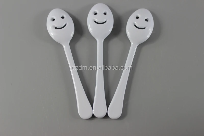 White Melamine ice cream spoon Smiling face Sahpe