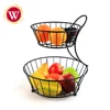 Living Bowl Kitchen Powder Coated Black Polyhedron Collection Fruit Basket 2 tier Fruit Holder Vegetable holder