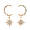 Big Luxury Sun Moon Stars Drop Earrings Rhinestone Punk Earrings for Women Jewelry Golden Boho Vintage Statement Earrings