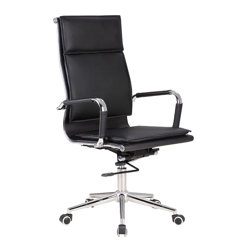 Металлическая оправа с высокой спинкой Executive офисное кресло эргономичного дизайна поворотный черный кожаные стулья для офиса