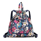 High quality nylon shopping drawstring backpack tote bag with handle