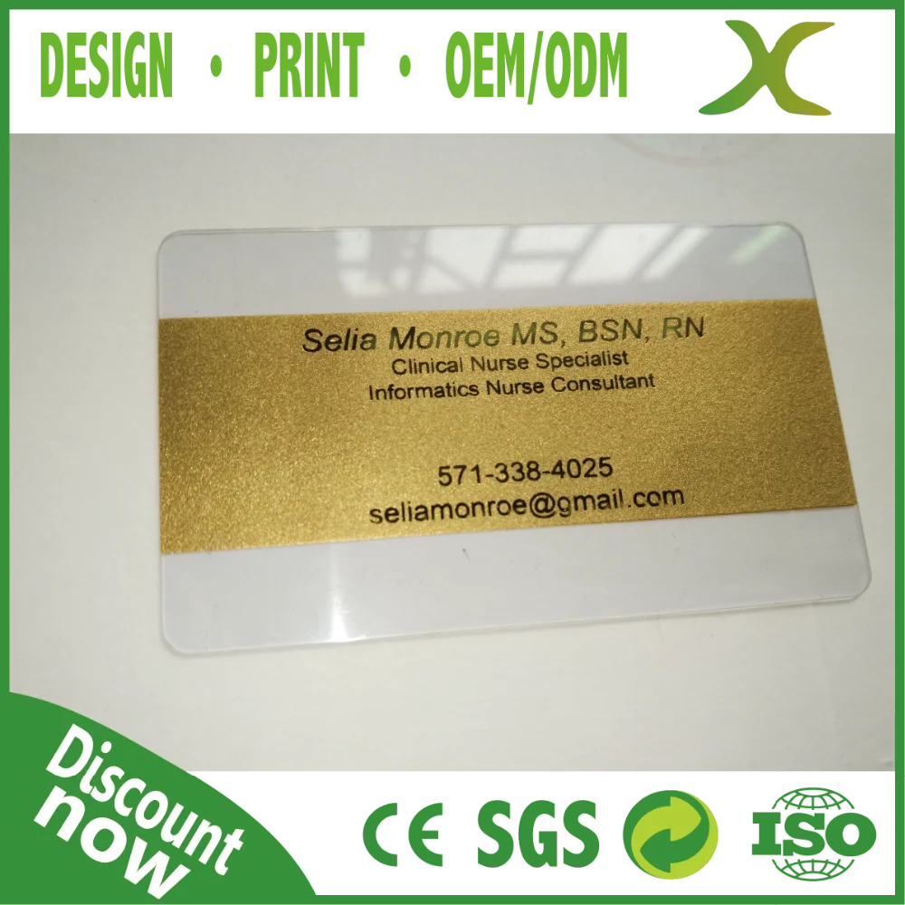 Free Design!! Best Pvc Material Plastic Transparent Business Card