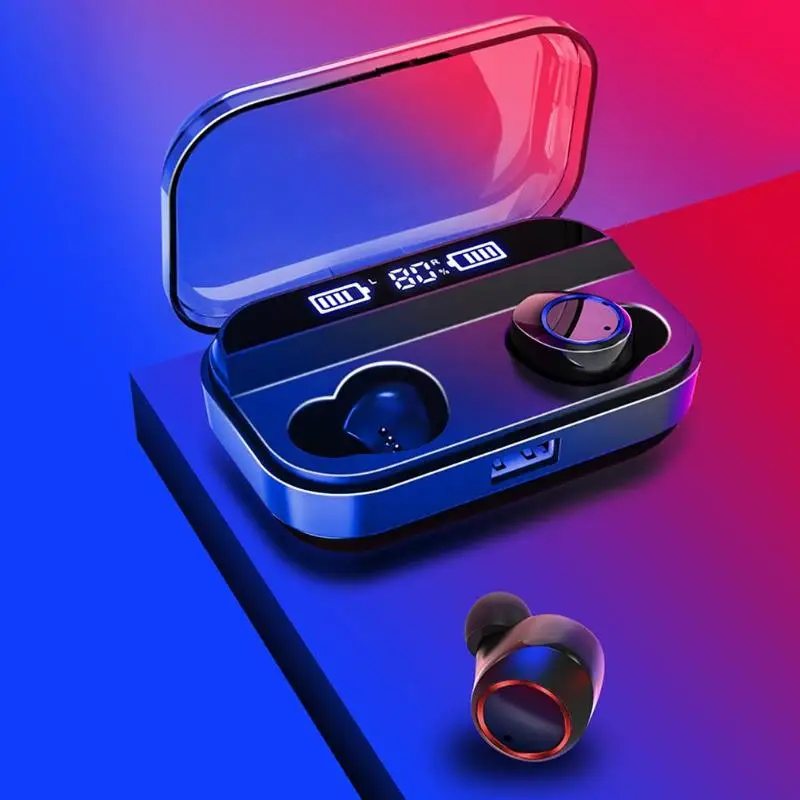 TWS Wireless Earphone Blue tooth 5.0 Earphones Power Display Touch Control Sport Stereo Two Way Radio Earbud Charging Box - ANKUX.COM