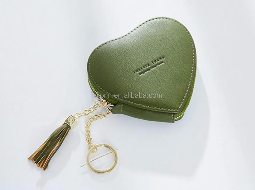 2018 cute small heart shape pu leather cosmetic bag pouch