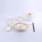 Hotel use gold rim china porcelain hd designs tableware dinnerware